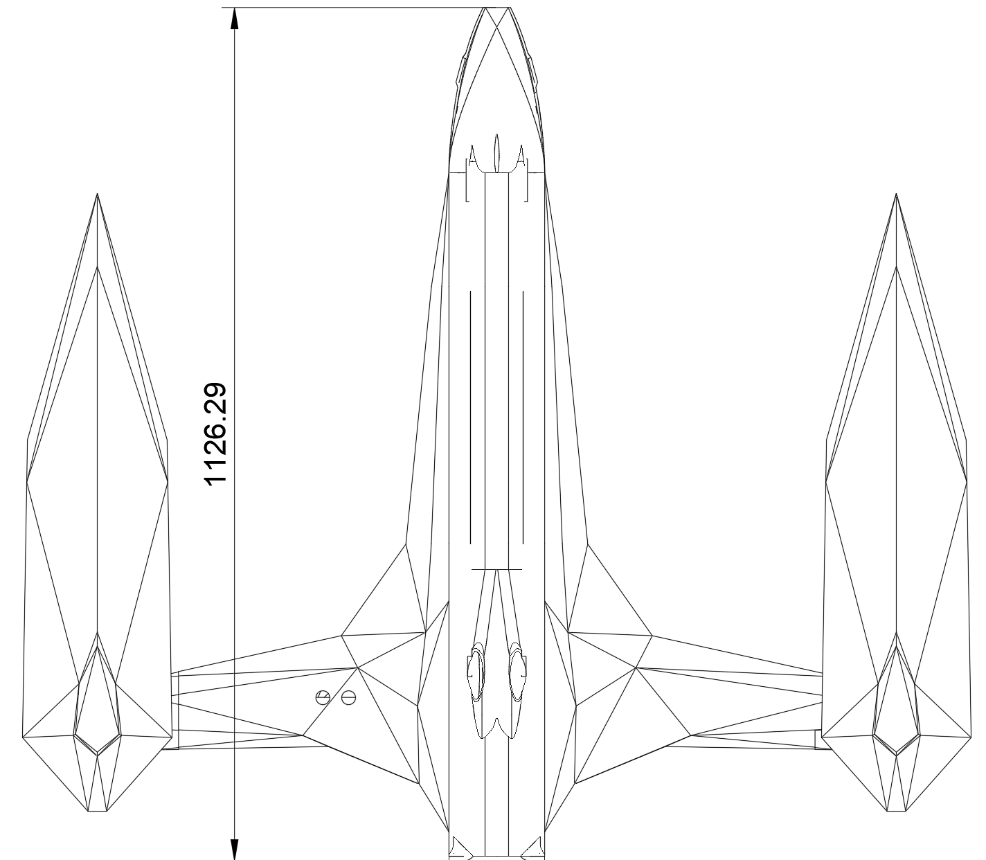 Top-view sketch of the hull